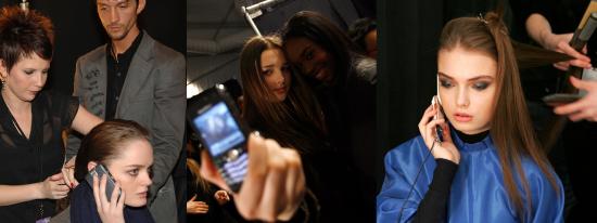 Models Staying Connected At Fashion Week